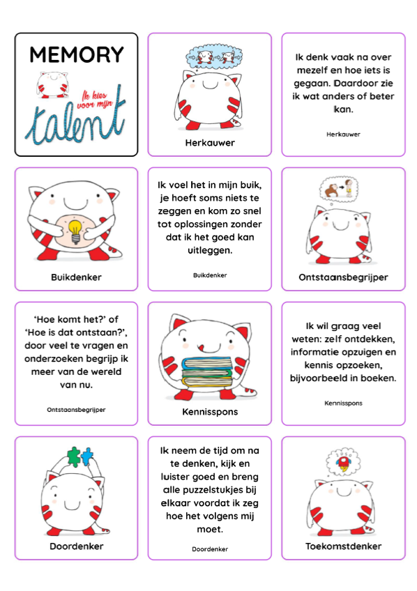 Talentenmemory bovenbouw